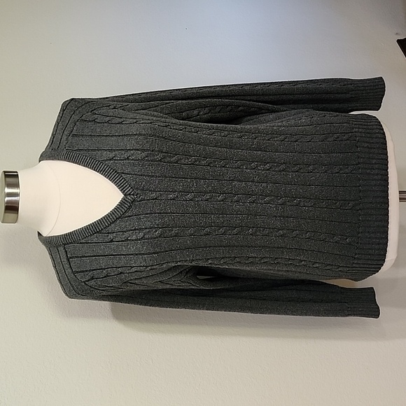 Brandy Melville Ida Cotton Cable Knit V-Neck Sweater Fisherman Oversized Relaxed - Picture 1 of 7